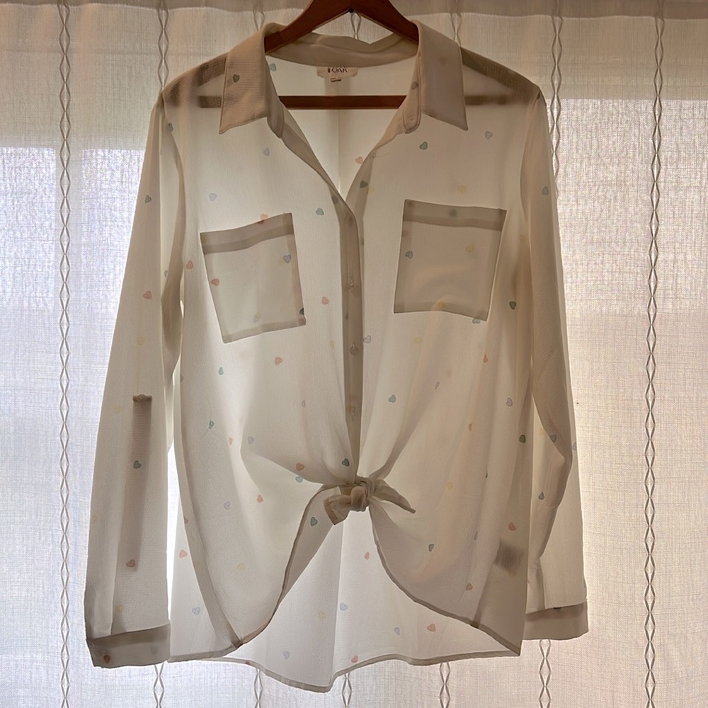 Pastel hearts Valentine’s Day blouse